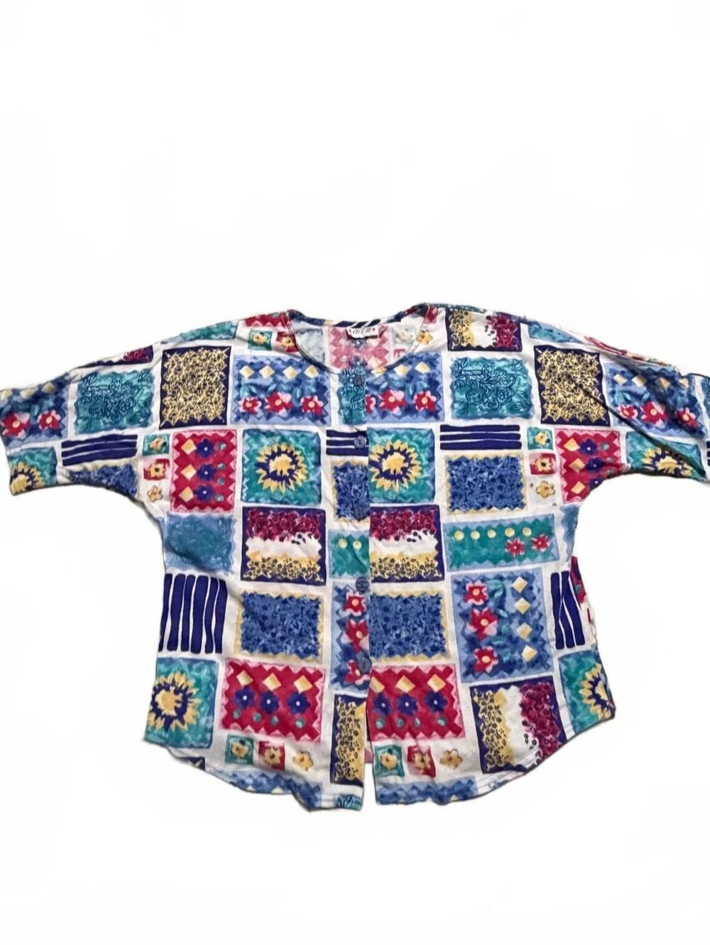 Vintage 80s 90s Act III Colorful Funky Retro Button Up Shirt Size XL